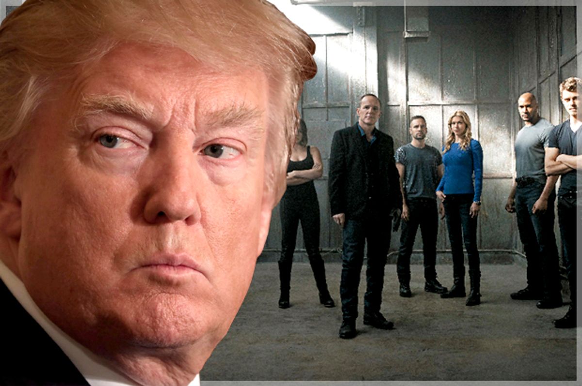 Donald Trump; Stars of "Marvel's Agents of S.H.I.E.L.D" (Getty/Chip Somodevilla/ABC/Kurt Iswarienkio)