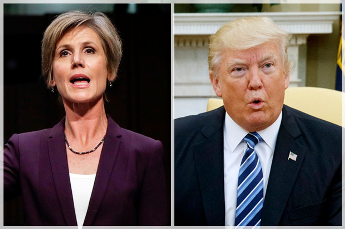 Sally Yates; Donald Trump   (AP/Pablo Martinez Monsivais/Evan Vucci)