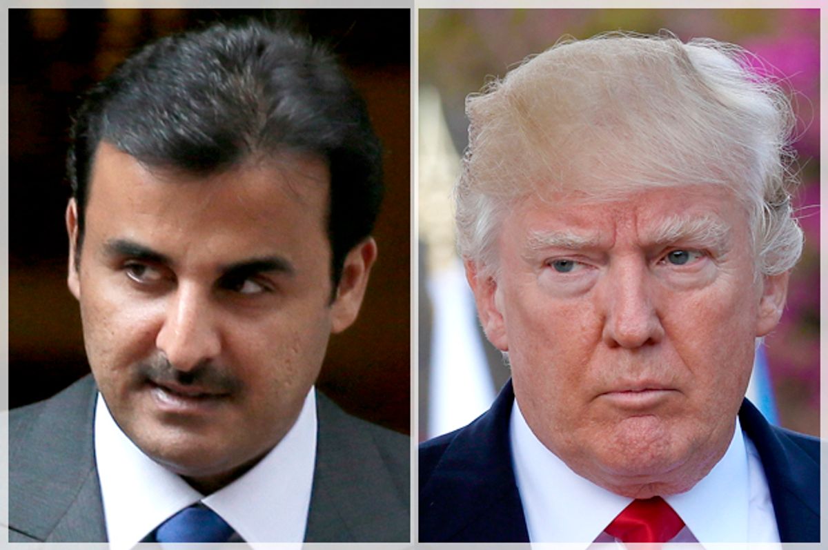 Emir of Qatar Tamim bin Hamad Al Thani; Donald Trump   (AP/Tim Ireland/Getty/Sean Gallup)