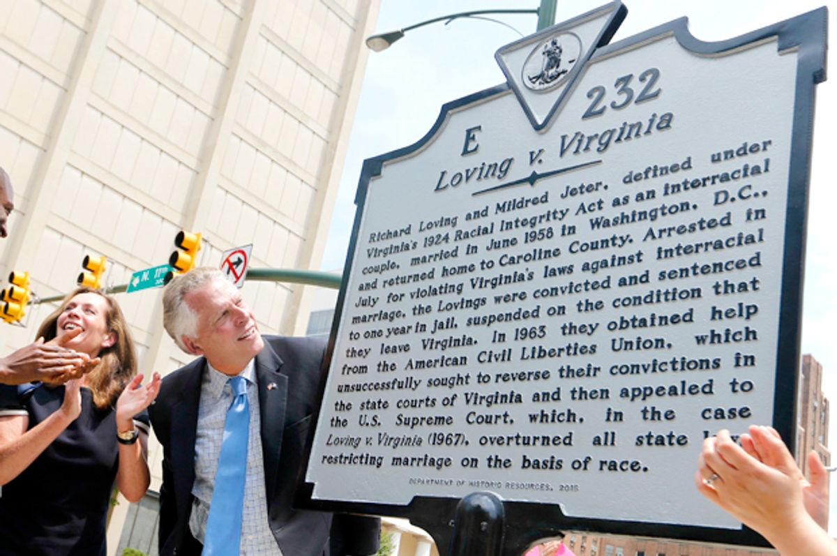 Historical marker commemorating the 50th anniversary of Loving v. Virginia   (AP/Steve Helber)