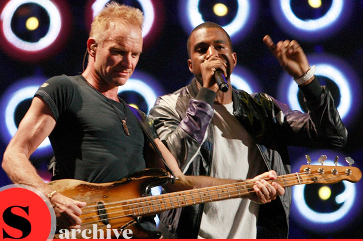Sting and Kanye West at the Live Earth concert, July 7, 2007.   (Getty/Stan Honda/Salon)