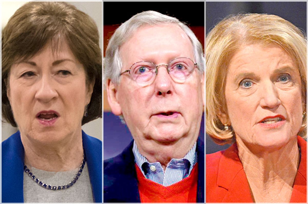 Susan Collins; Mitch McConnell; Shelley Moore Capito   (AP/J. Scott Applewhite/Susan Walsh/Tyler Evert)