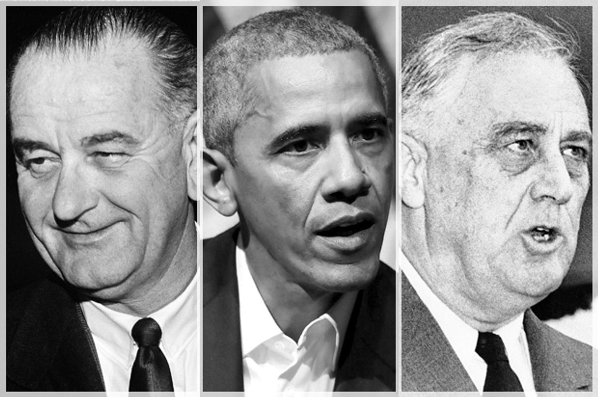 Lyndon B. Johnson; Barack Obama; Franklin Delano Roosevelt   (AP/Bill Allen/Robert Clover/Getty/Scott Olson)