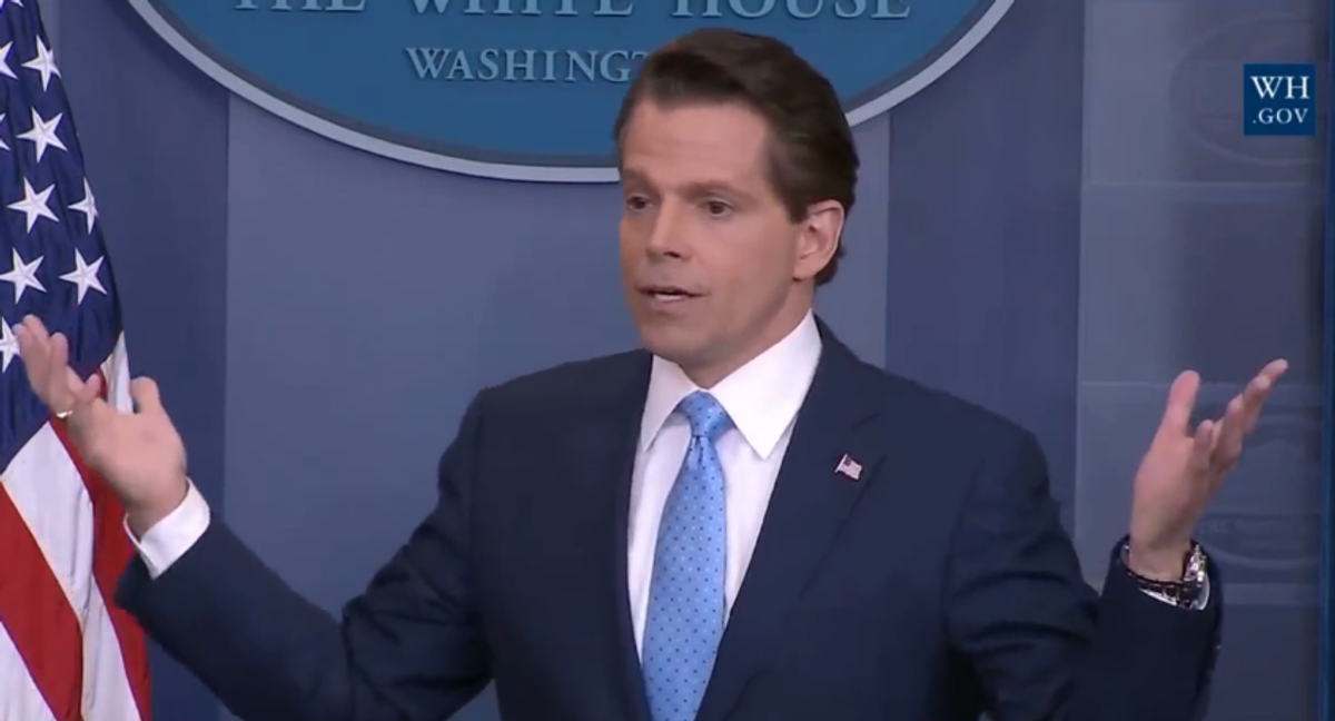 White House communications director Anthony Scaramucci during his first press briefing.  (Screenshot from WH.gov video)