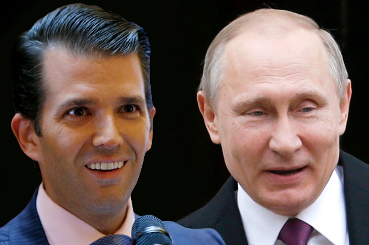 Donald Trump Jr.; Vladimir Putin   (AP/Kathy Willens/Getty/Sergei Karpukhin/Salon)