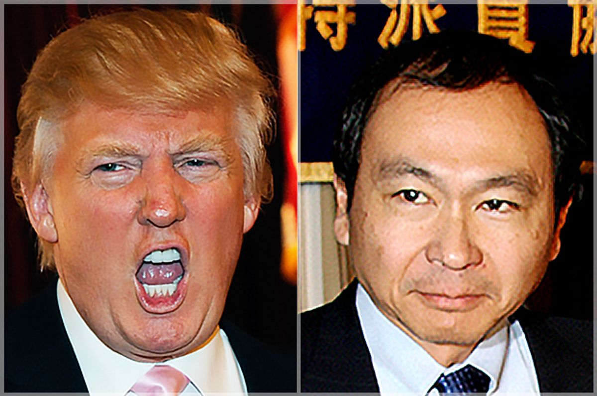 Donald Trump and Francis Fukuyama (Getty/David Becker/YOSHIKAZU TSUNO)