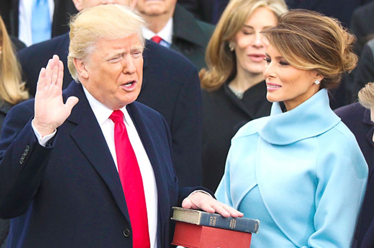 Donald Trump is sworn in as the 45th president of the United States as Melania Trump (AP/Andrew Harnik)