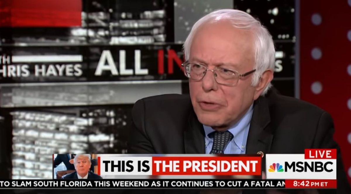 Bernie Sanders during an appearance on MSNBC's "All In With Chris Hayes." (Screenshot)