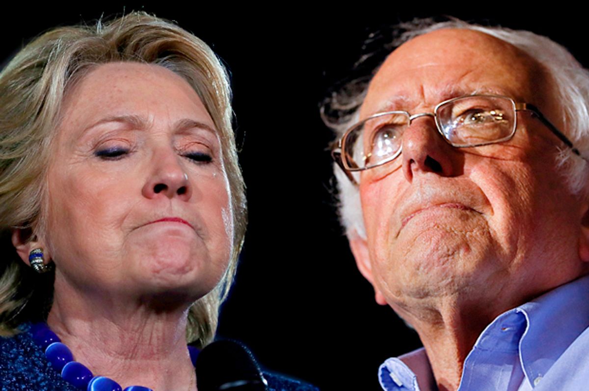 Hillary Clinton;Bernie Sanders   (Getty/Justin Sullivan/AP/John Minchillo)