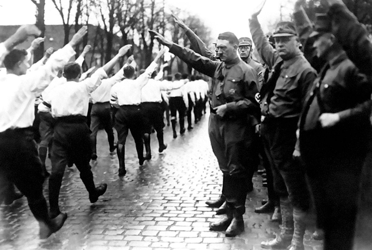 Adolf Hitler salutes his troops  (AP)