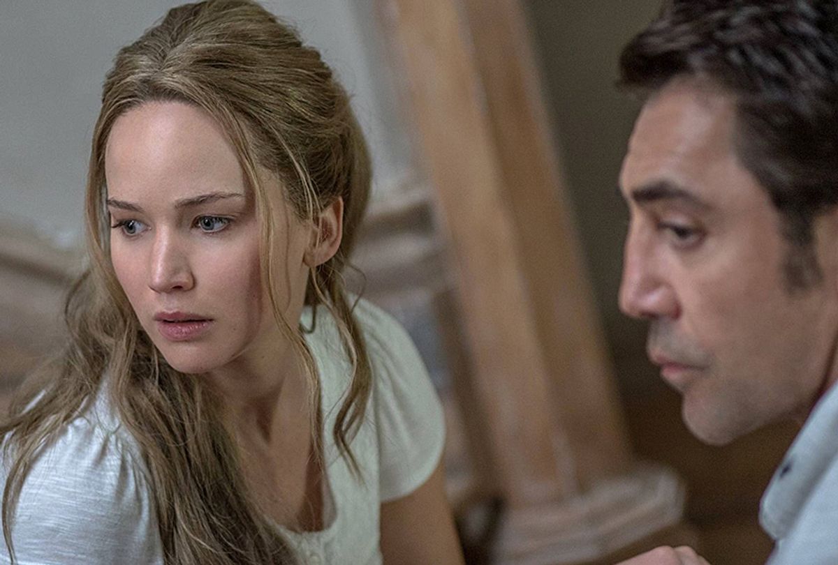 Jennifer Lawrence and Javier Bardem in "Mother!" (Paramount Pictures)