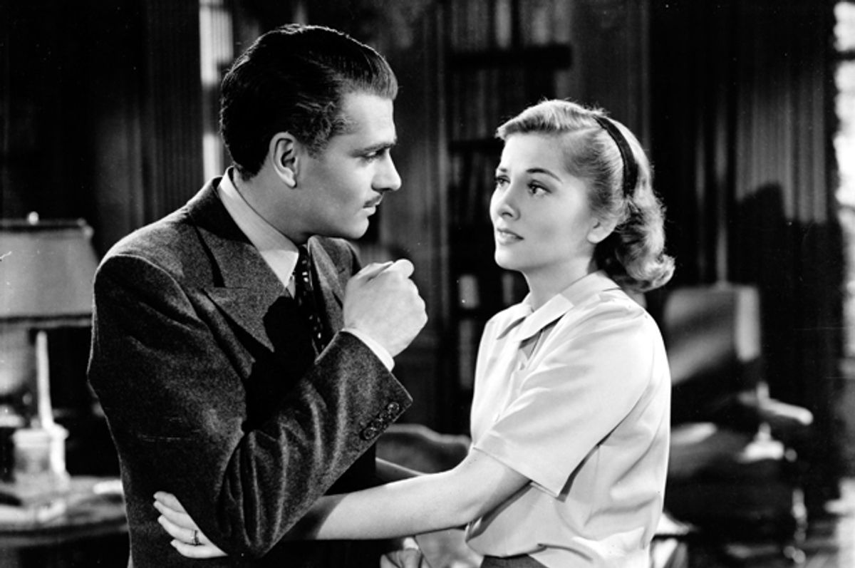 Laurence Olivier and Joan Fontaine in "Rebecca"   (United Artists)