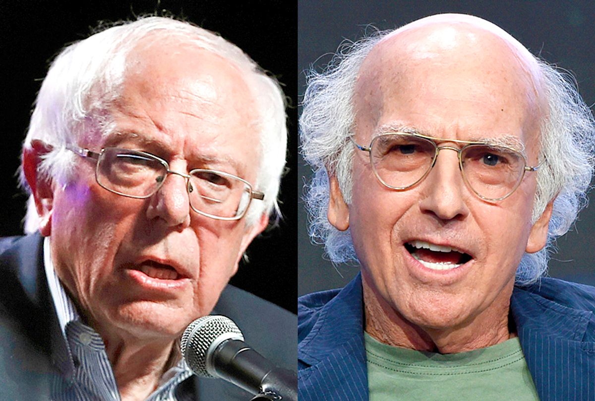 Bernie Sanders; Larry David (AP/Charlie Neibergall/Chris Pizzello)
