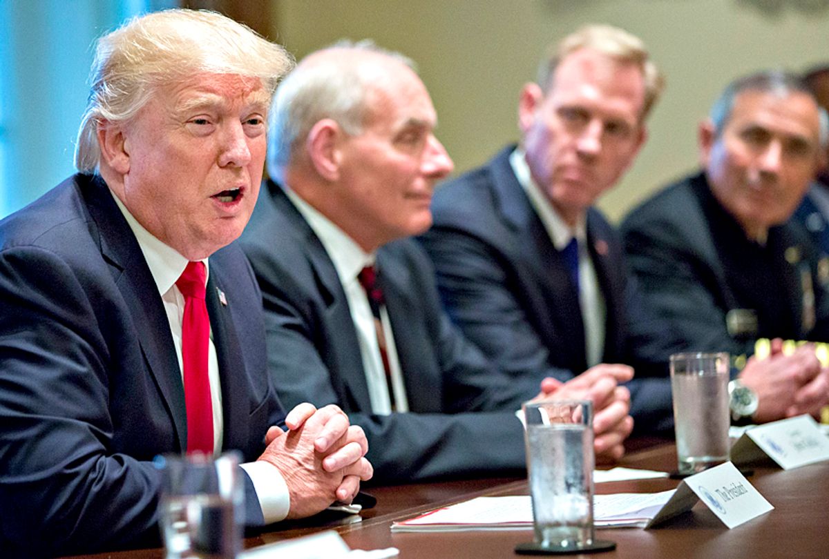 Donald Trump speaks at a briefing with senior military leaders in the Cabinet Room of the White House (Getty/Andrew Harrer)