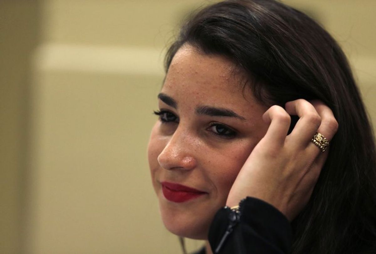 Aly Raisman prior to the American Cup gymnastics competition in Worcester, Mass., March 1, 2013. (AP/Charles Krupa)