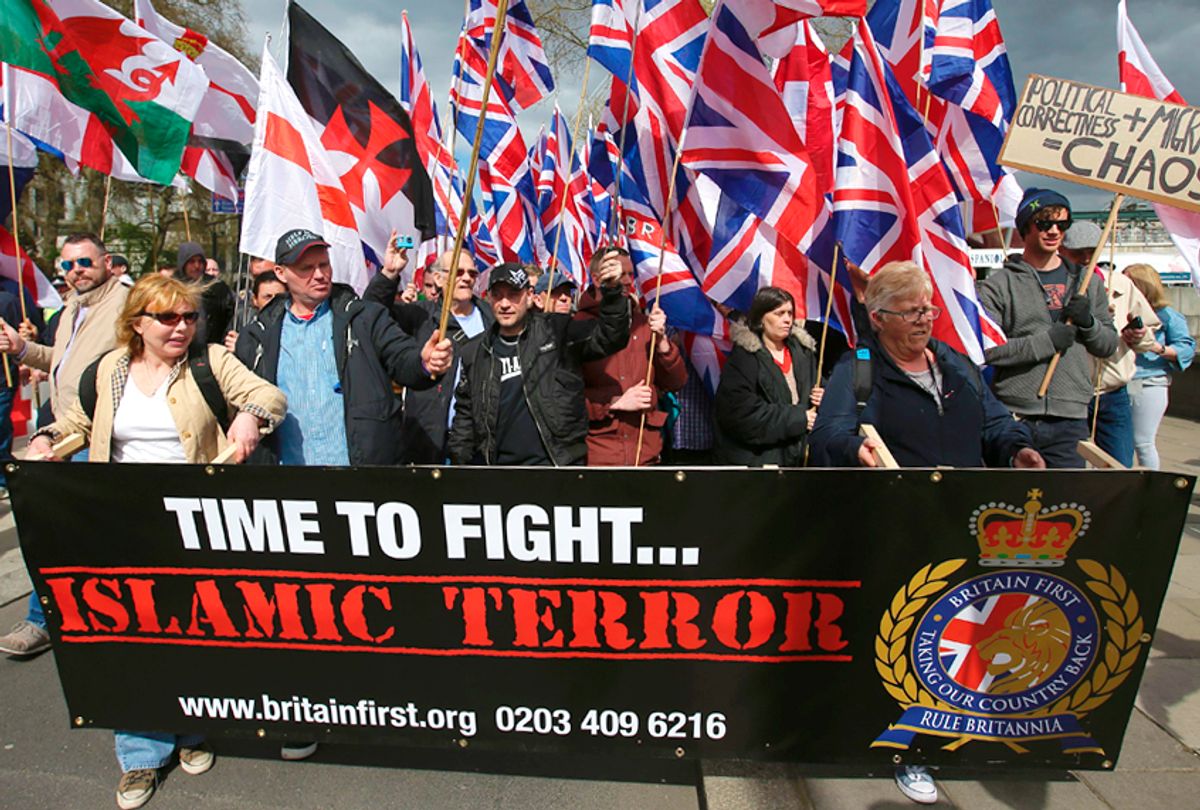 Members of the far-right group Britain First march (Getty/Daniel Leal-Olivas)