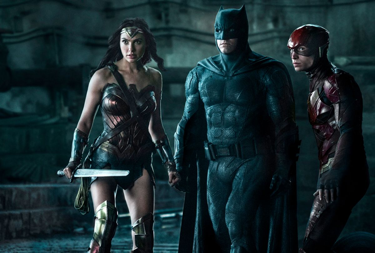 Gal Gadot, Ben Affleck, and Ezra Miller in "Justice League" (DC Comics/Clay Enos)