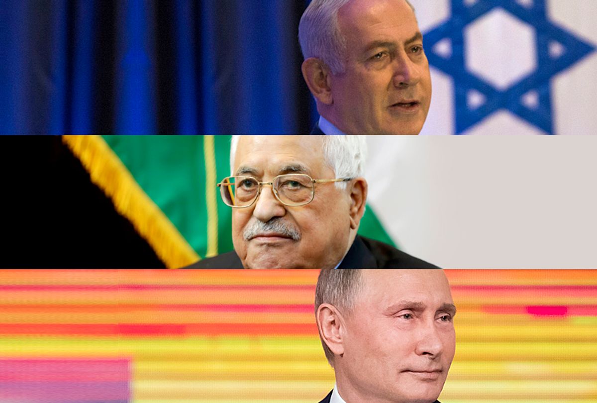 Benjamin Netanyahu; Mahmoud Abbas; Vladimir Putin (AP/Salon)