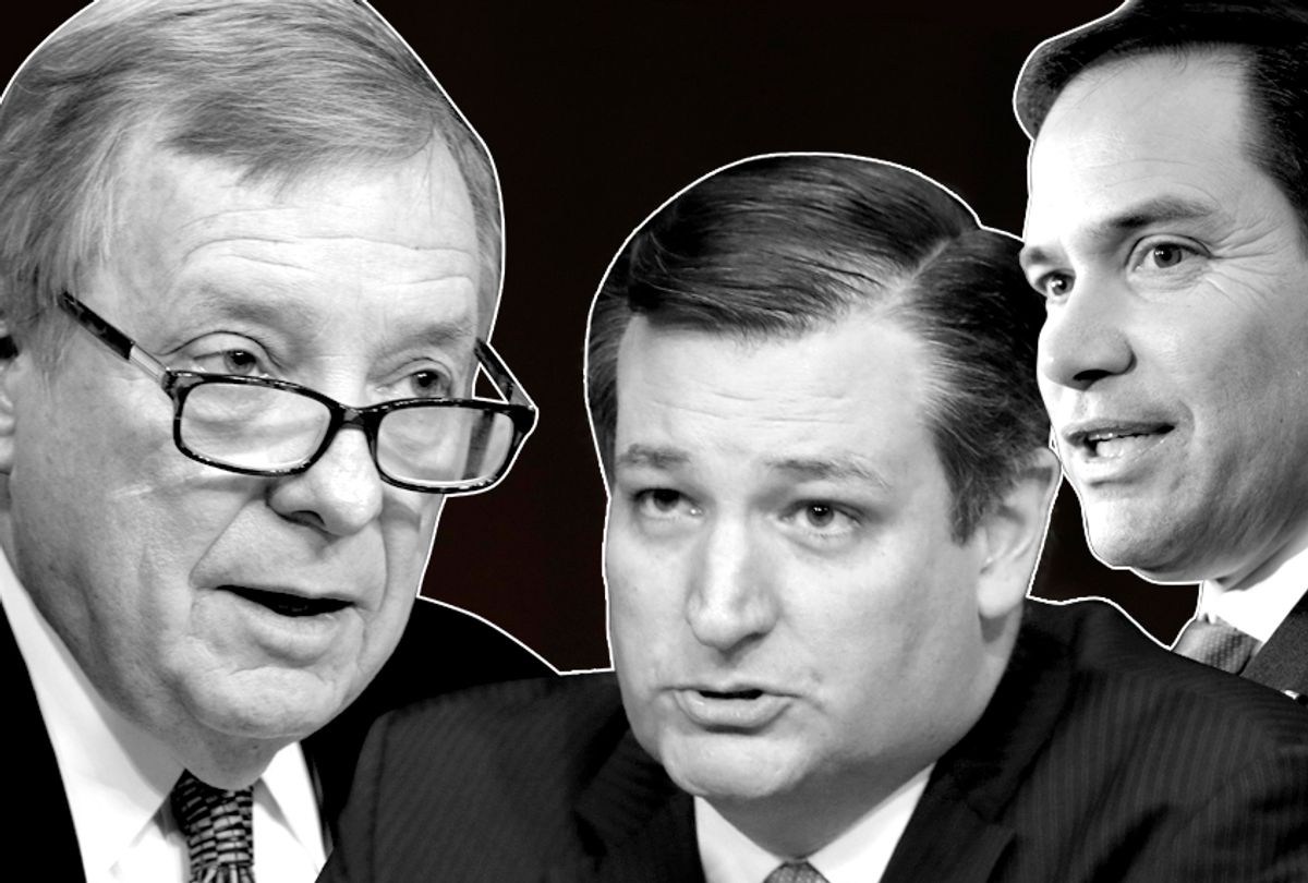 Dick Durbin; Ted Cruz; Marco Rubio (AP/Salon)