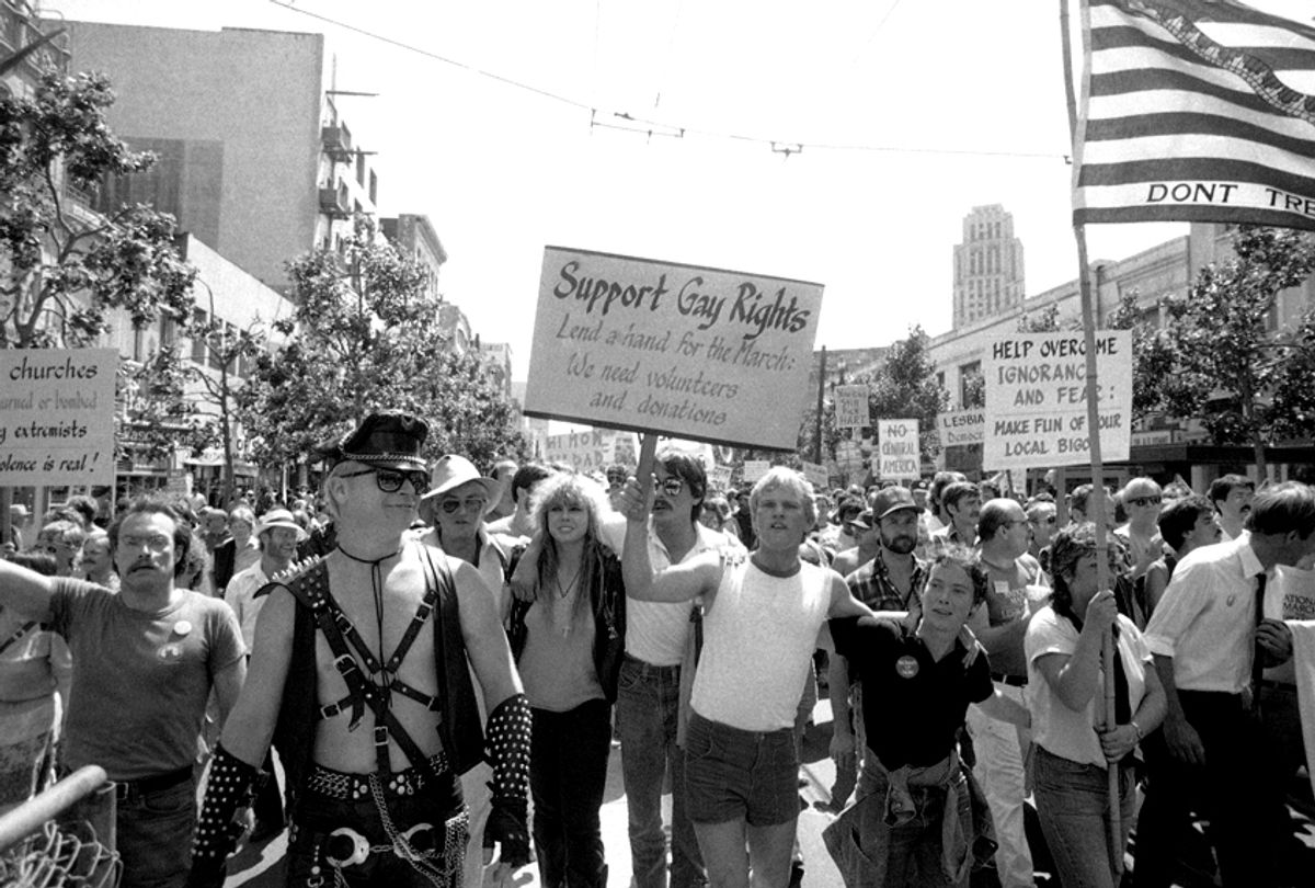 Demonstrators participate in gay rights protest in San Francisco, July 15, 1984 (AP/Joe Skipper)