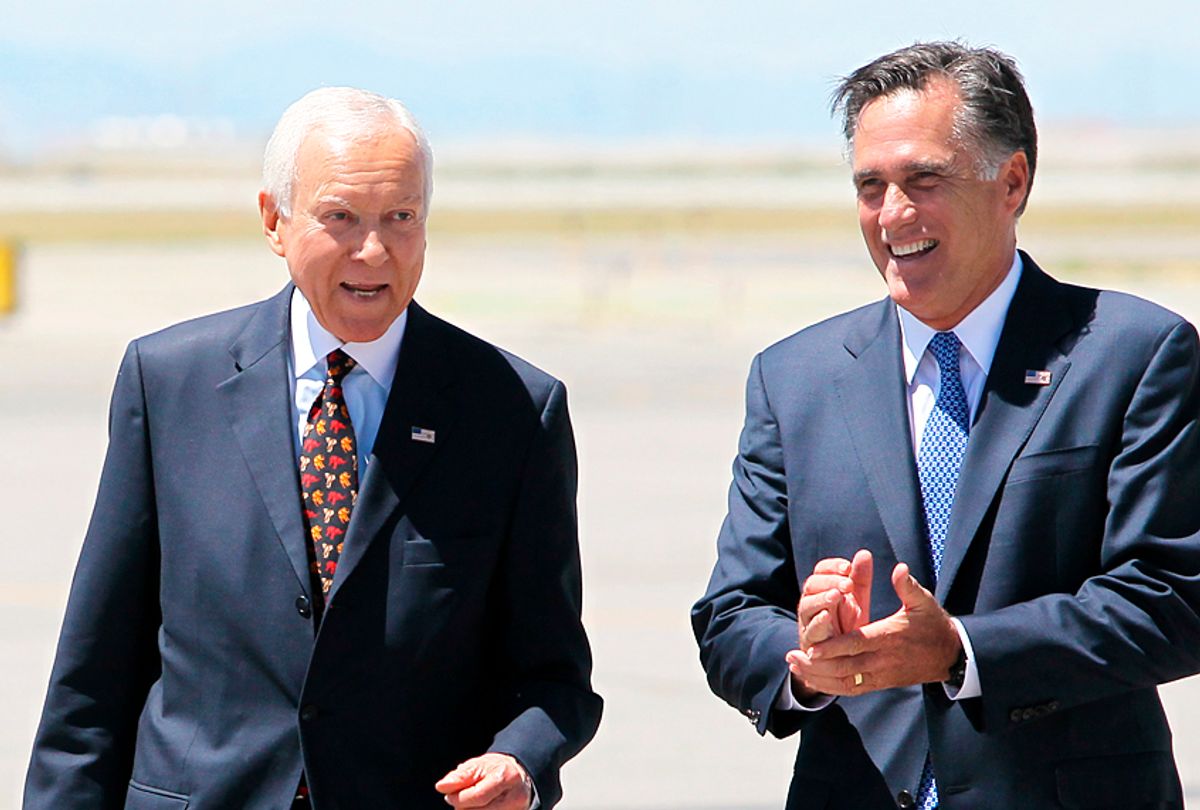 Orrin Hatch; Mitt Romney (AP/Colin E. Braley)