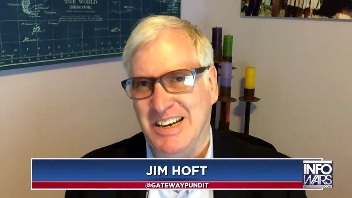 Jim Hoft, the founder of the far-right website Gateway Pundit, makes an appearance on a web show of the conspiracy site Infowars (Screenshot)