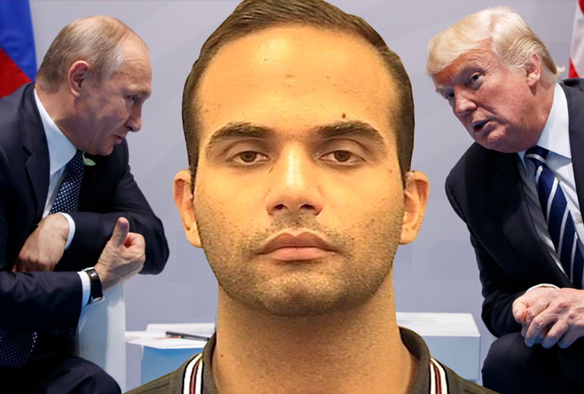 Vladimir Putin; George Papadopoulos; Donald Trump (AP/Evan Vucci/Alexandria Sheriff's Office/Salon)