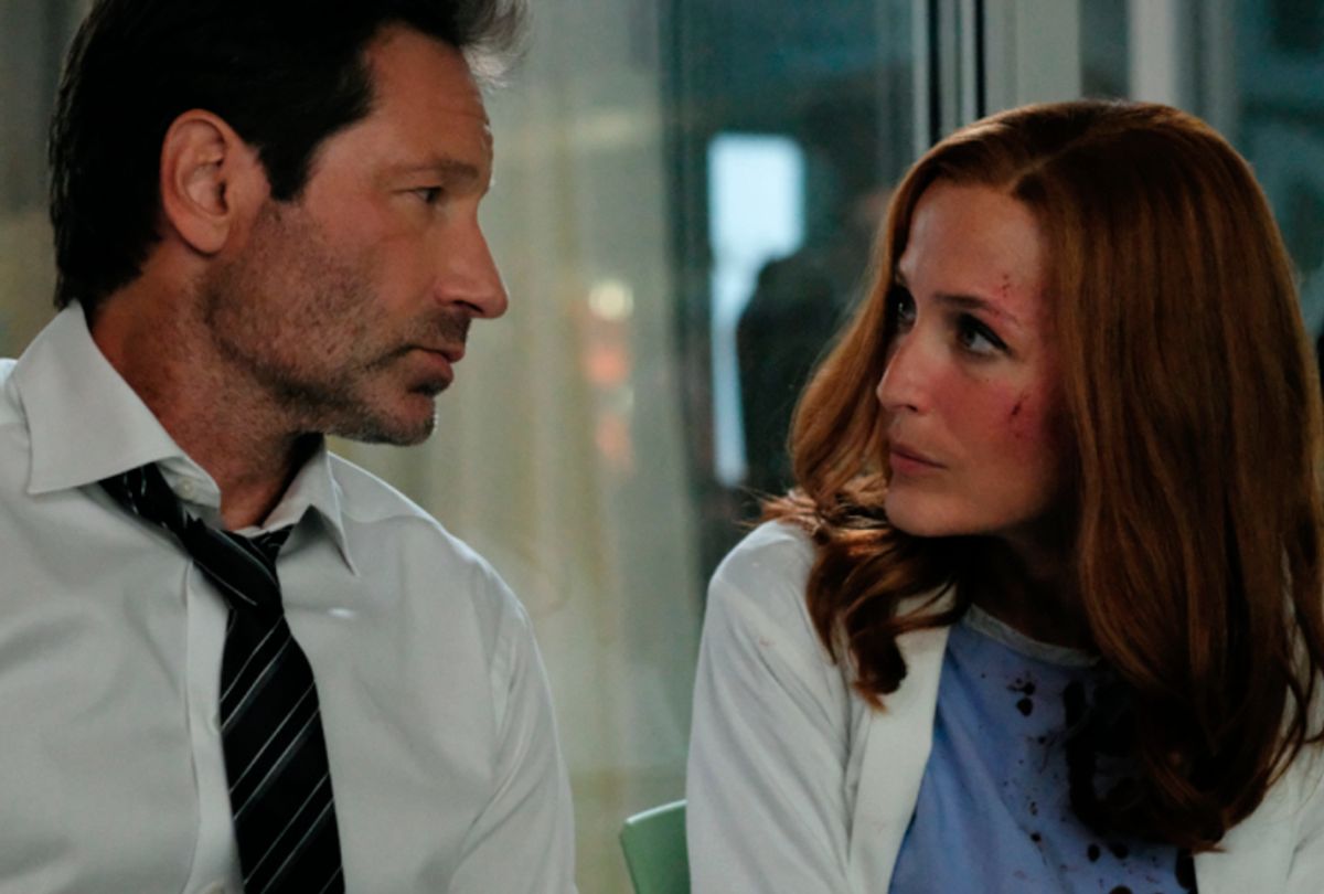 David Duchovny as Fox Mulder and Gillian Anderson as Dana Scully in "The X-Files" (FOX)