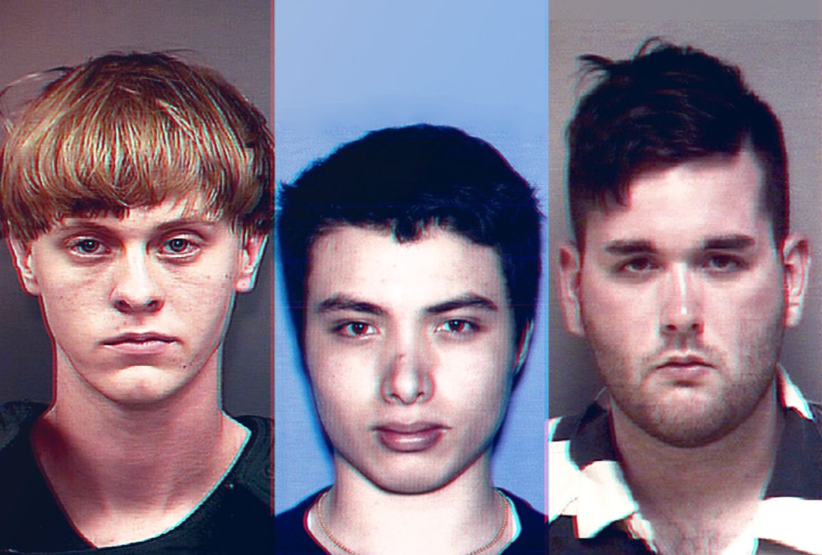Dylann Roof; Elliot Rodger; James Alex Fields Jr. (AP/Charleston County Sheriff's Office/California DMV/Albemarle-Charlottesville Regional Jail)