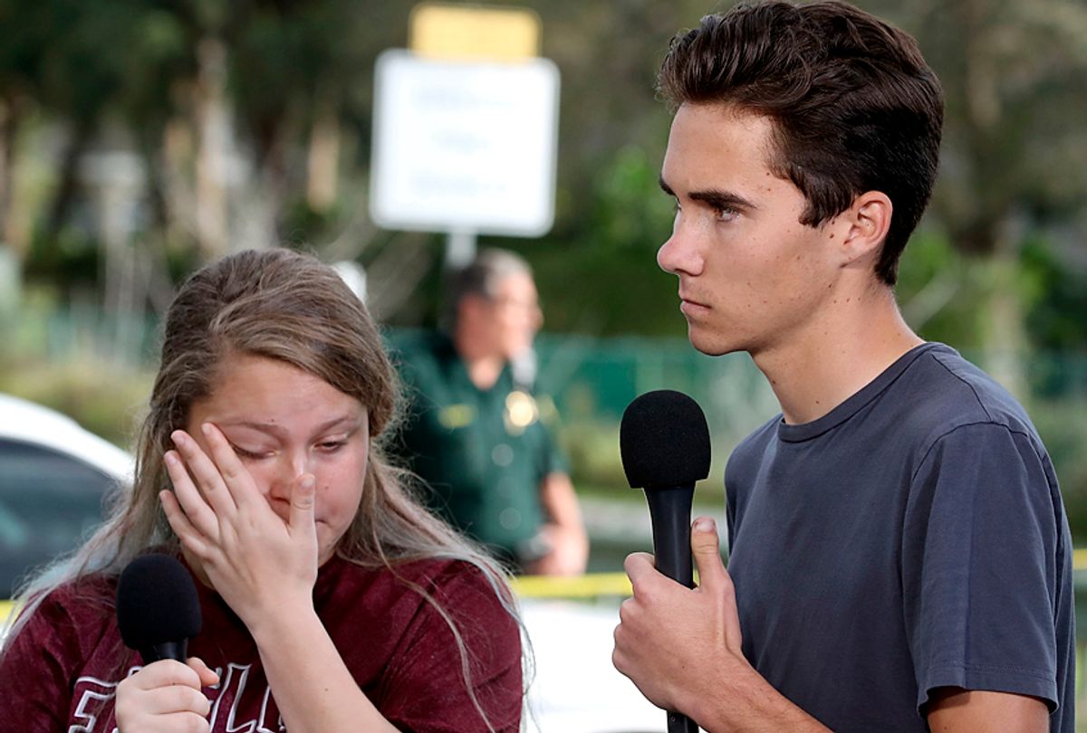 Students Kelsey Friend and David Hogg recount their stories about the mass shooting at Marjory Stoneman Douglas High School. (Getty/Mark Wilson)