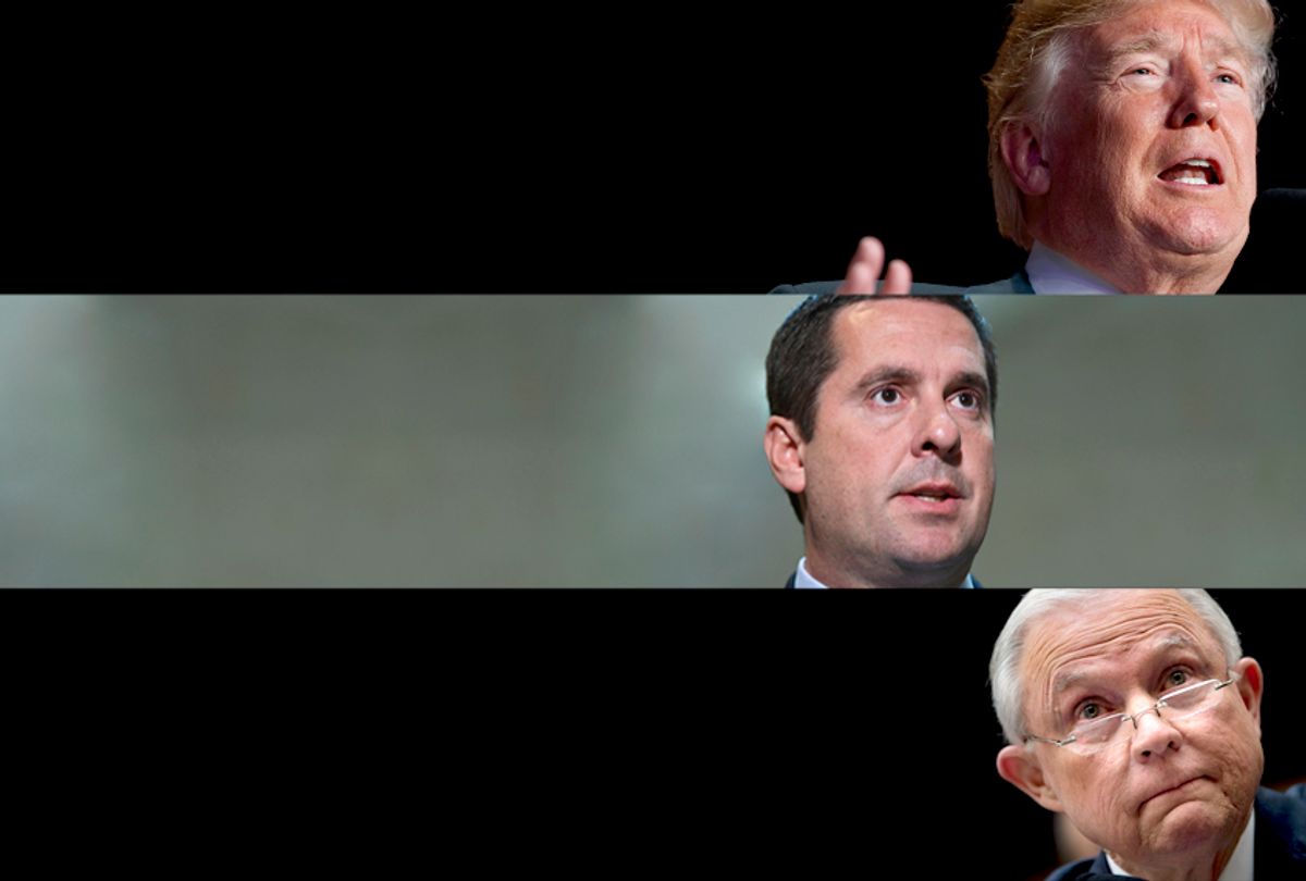 Donald Trump; Devin Nunes; Jeff Sessions (AP/Evan Vucci/Susan Walsh/Getty/Brendan Smialowski)
