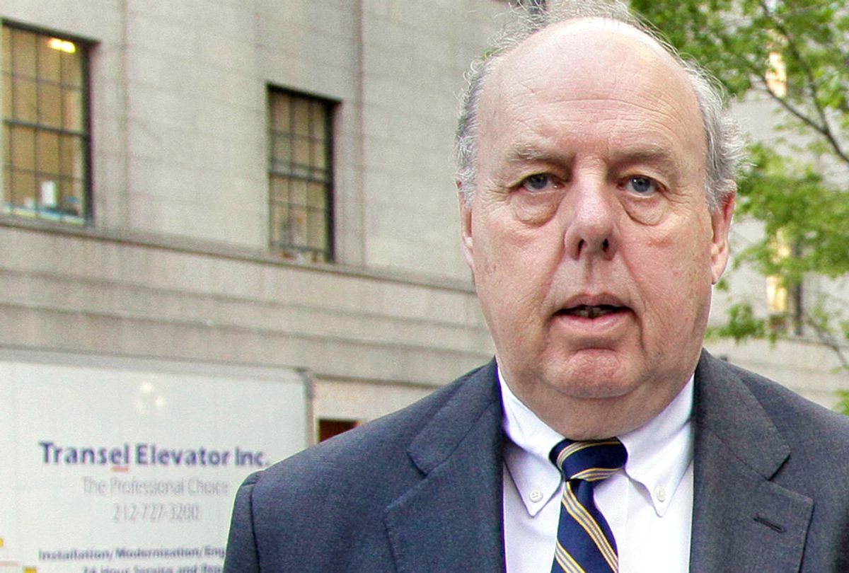 FILE - In this April 29, 20111, file photo, attorney John Dowd walks in New York. Dowd, President Donald Trump's lead lawyer in the Russia investigation has left the legal team, is confirming his decision in an email to The Associated Press. Dowd says he "loves the president" and wishes him well. (AP Photo/, File) (AP/Richard Drew)