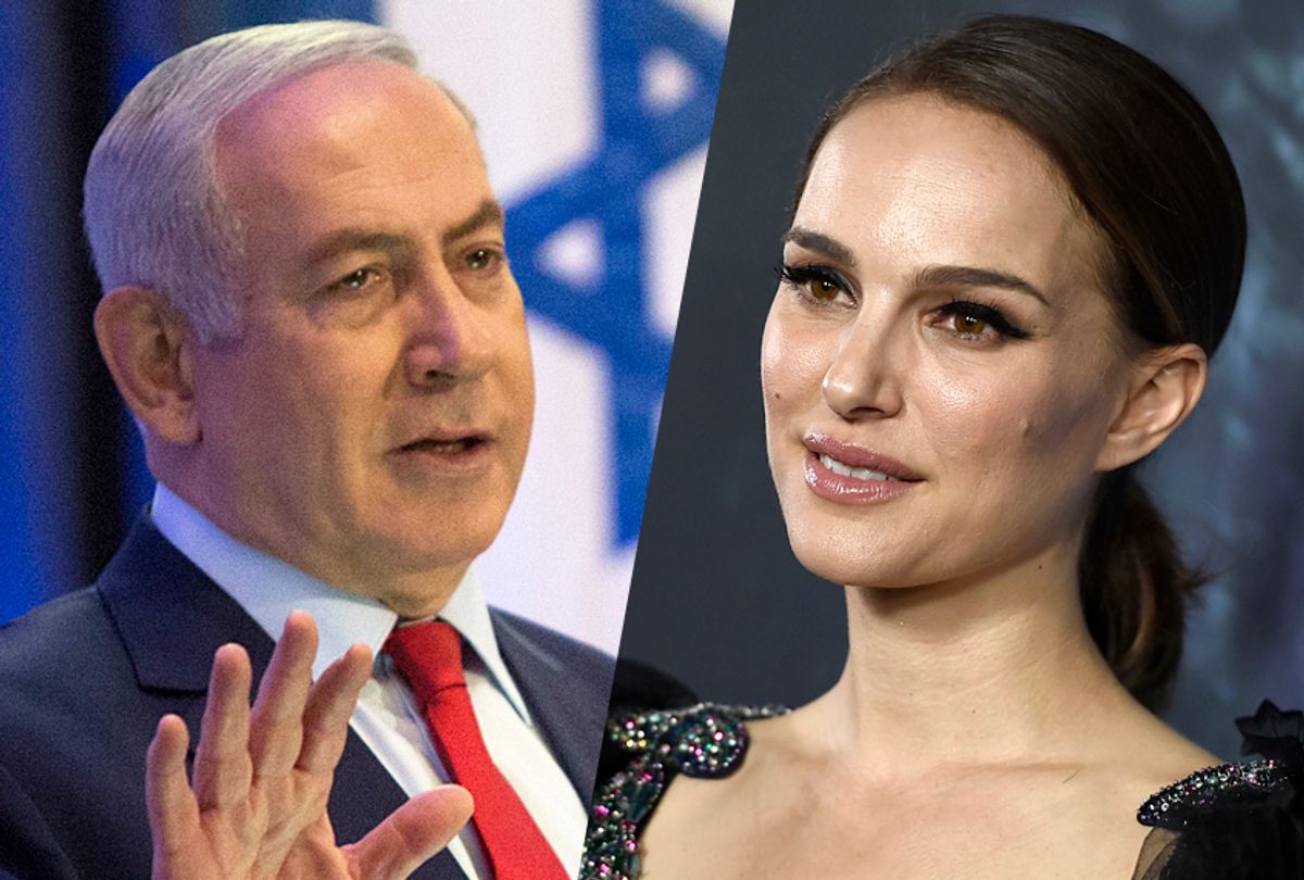 Benjamin Netanyahu; Natalie Portman (AP/Sebastian Scheiner/Jordan Strauss)