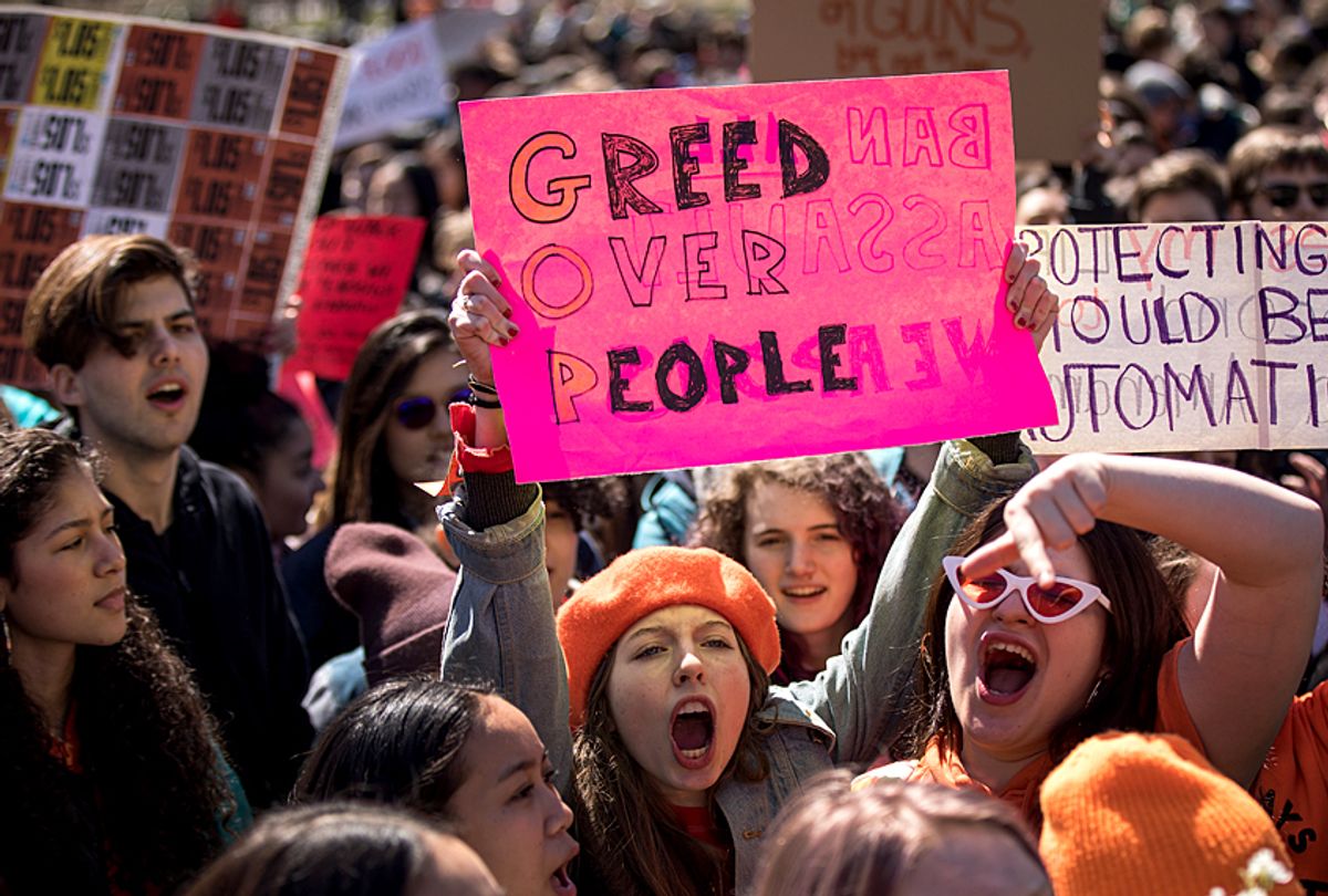 Student activists rally against gun violence, April 20, 2018. (Getty/Drew Angerer)