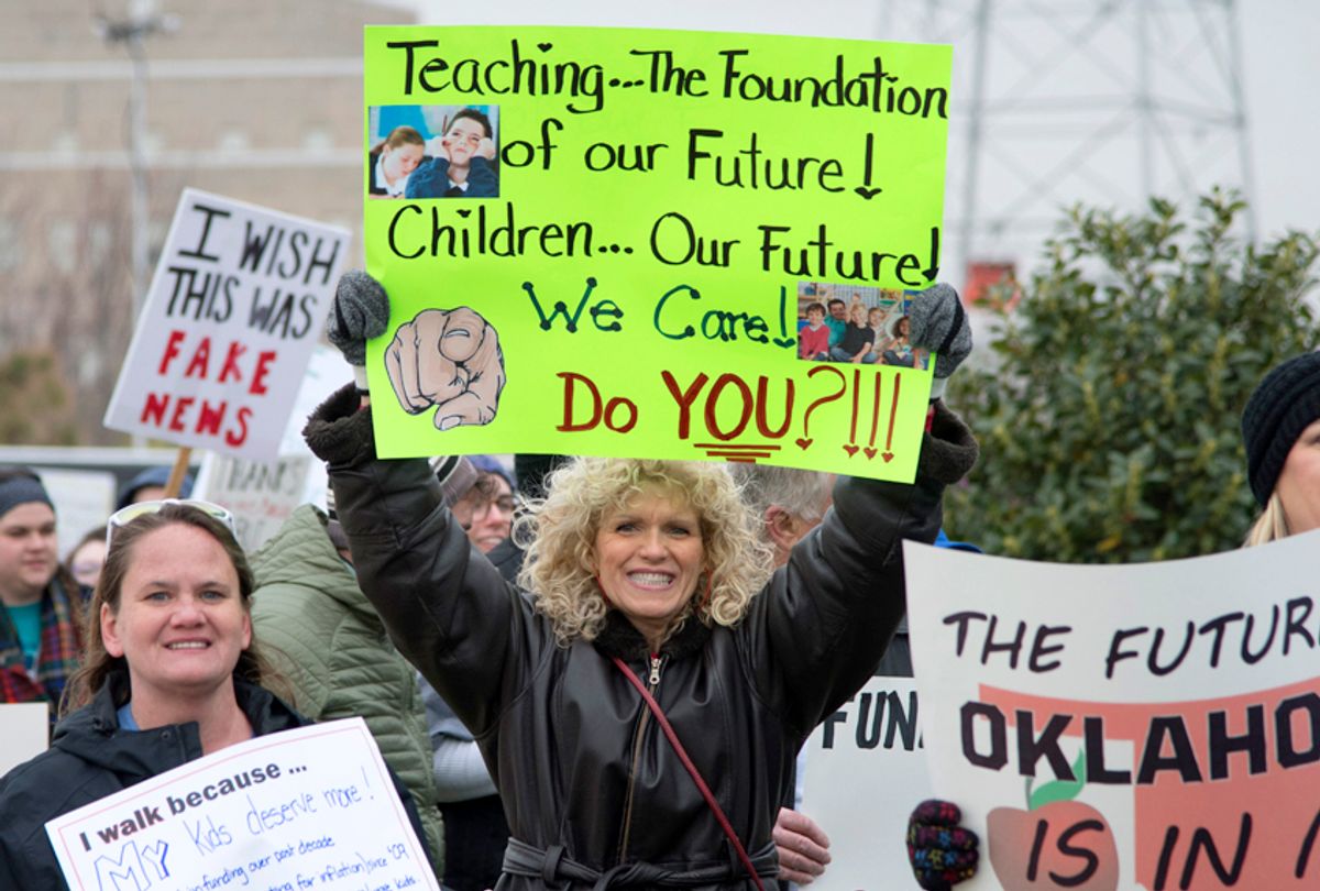 Oklahoma teachers rally at the state capitol, April 2, 2018. (Getty/J Pat Carter)
