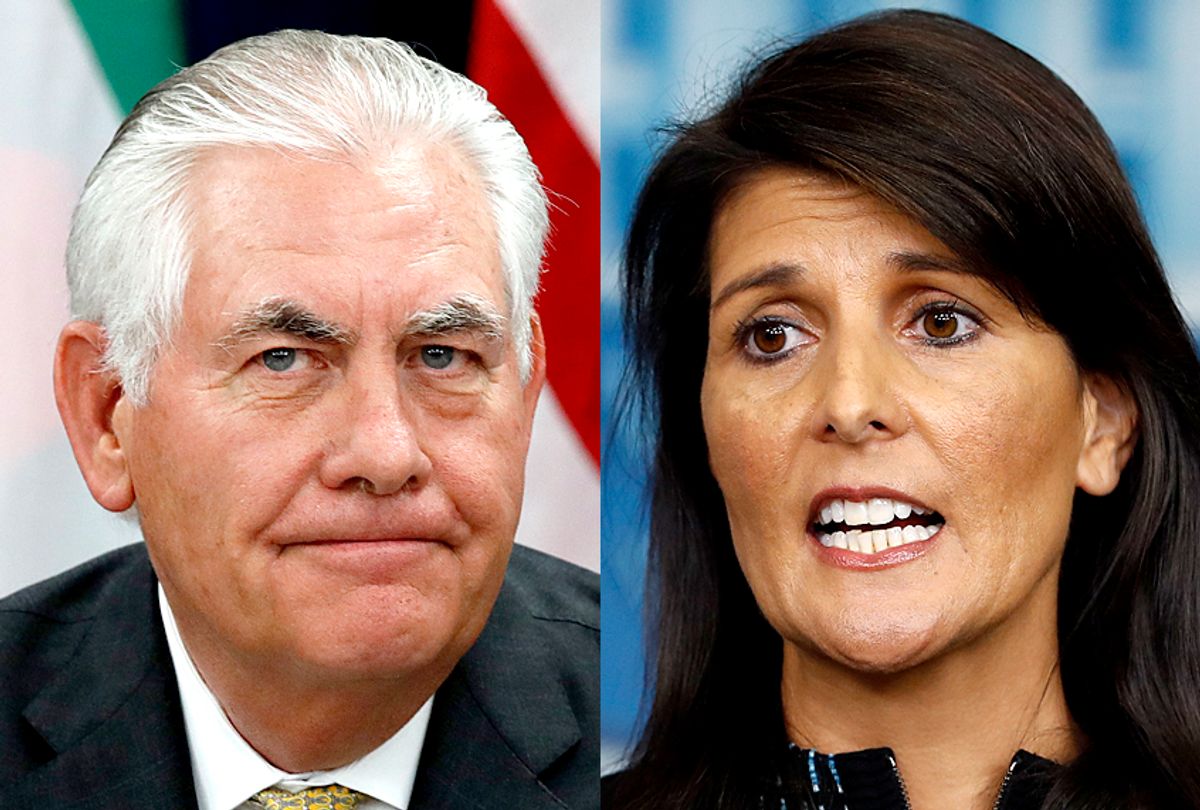 Rex Tillerson; Nikki Haley (AP/Jacquelyn Martin/Carolyn Kaster)