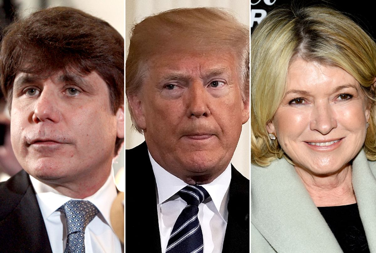 Rod Blagojevich; Donald Trump; Martha Stewart (Getty/Frank Polich/Alex Wong/AP/Evan Agostini)