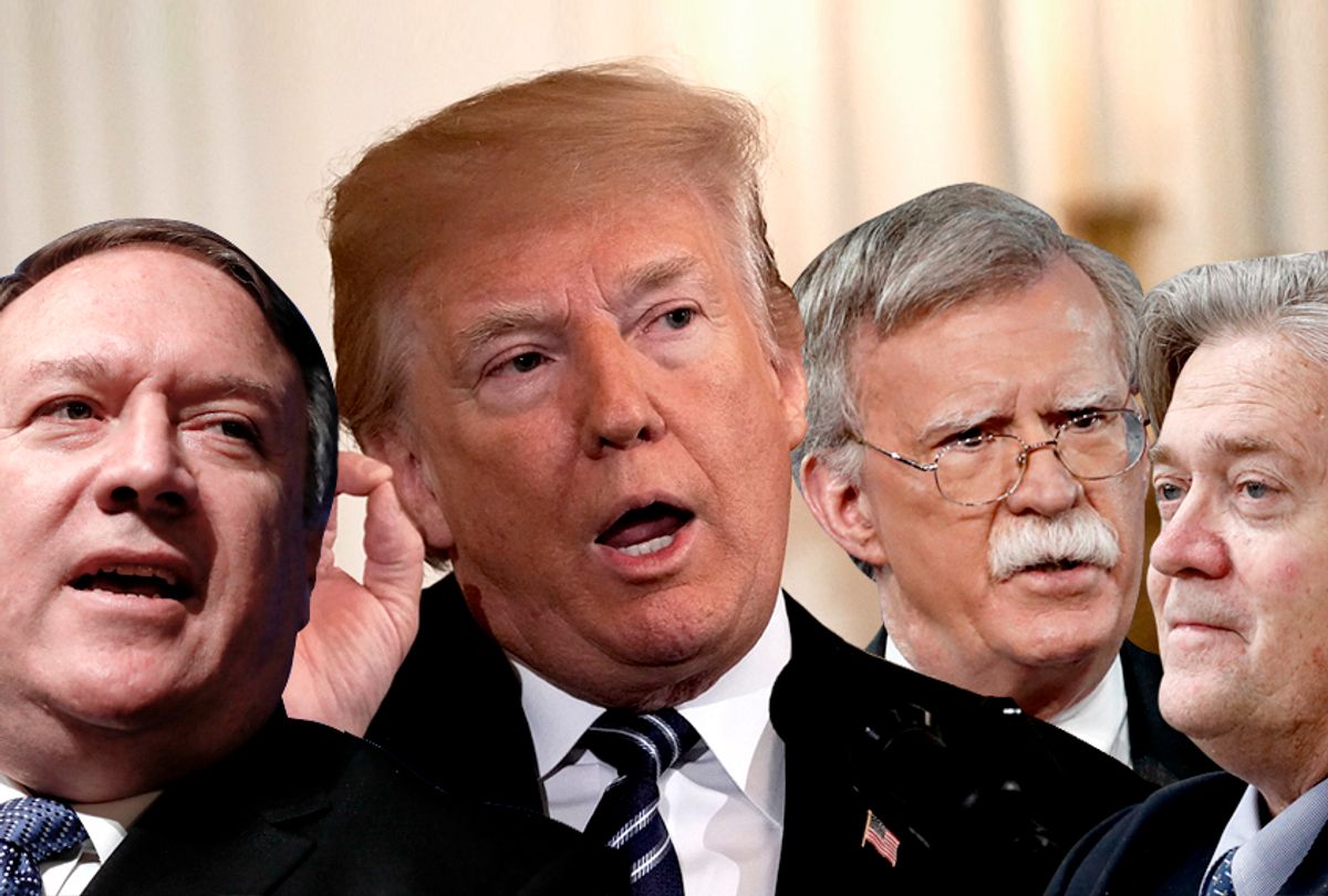 Mike Pompeo; Donald Trump; John Bolton; Steve Bannon (Getty/AP/Salon)