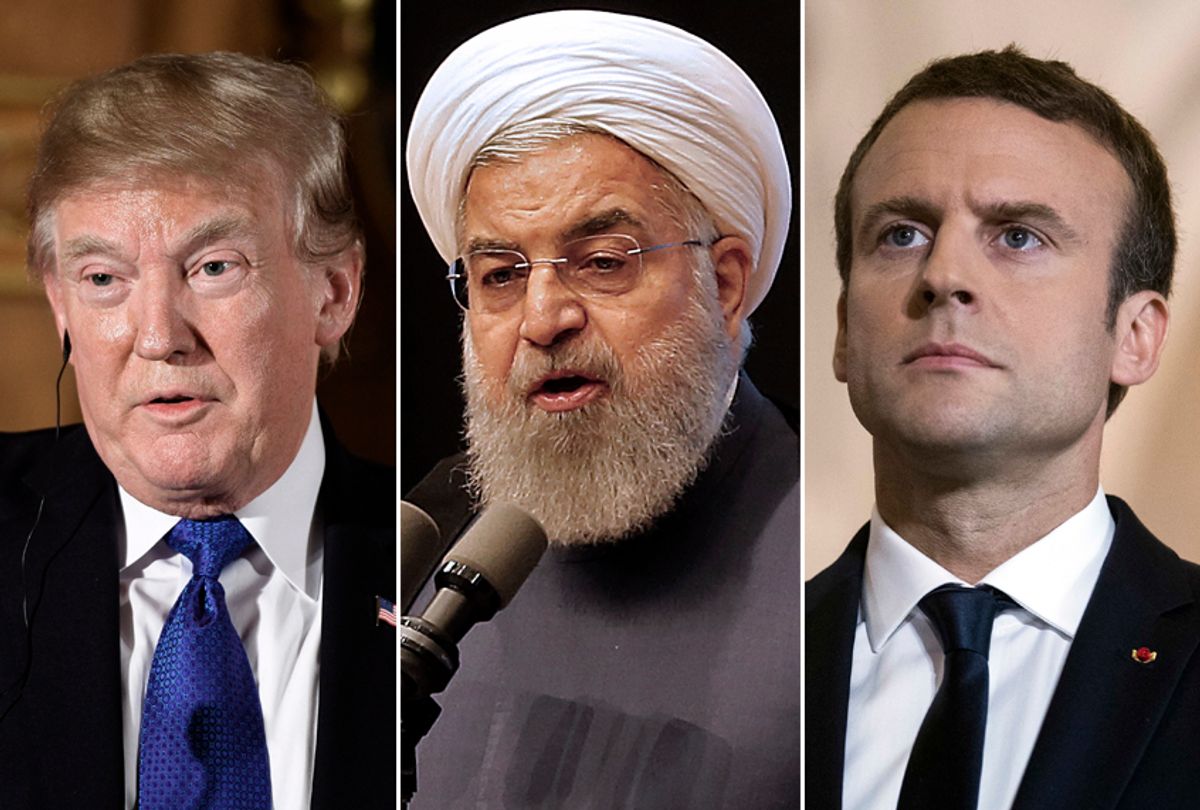 Donald Trump; Hassan Rouhani; Emmanuel Macron (Getty/AP)