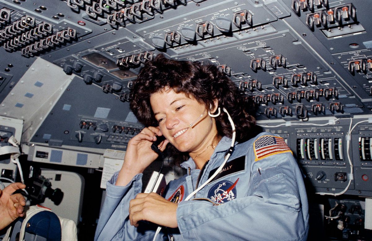 Astronaut Sally Ride on the flight deck of the space shuttle Challenger in 1983. (NASA/Wikicommons)