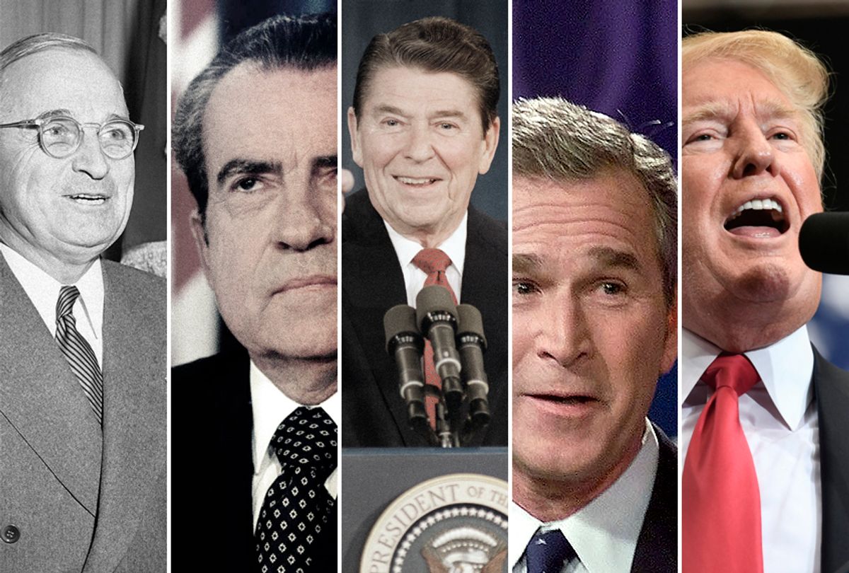 Harry S. Truman; Richard Nixon; Ronald Reagan; George W. Bush; Donald Trump (AP/Getty)