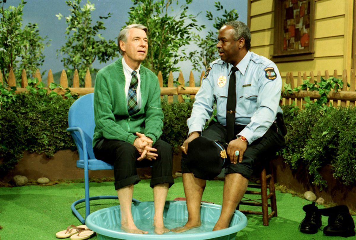 Fred Rogers with Francois Scarborough Clemmons from his show Mr. Rogers Neighborhood in the film, "Won't You Be My Neighbor?" (John Beale)