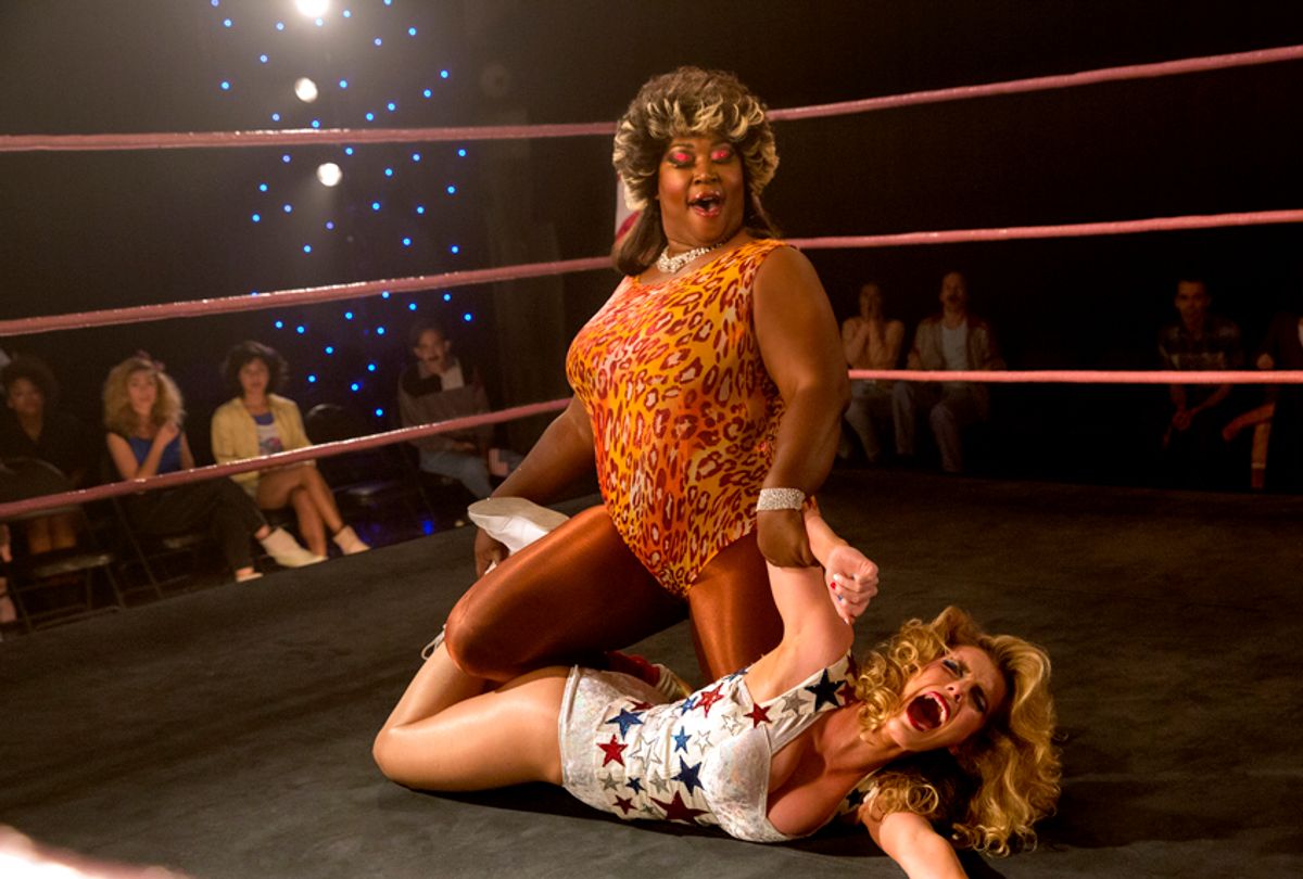 Kia Stevens and Betty Gilpin in "Glow" (Beth Dubber/Netflix)