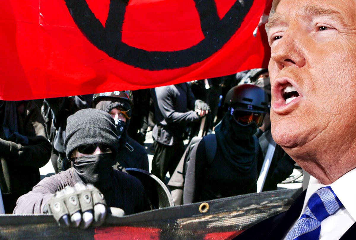 Antifa members (Getty/Photo Montage by Salon)