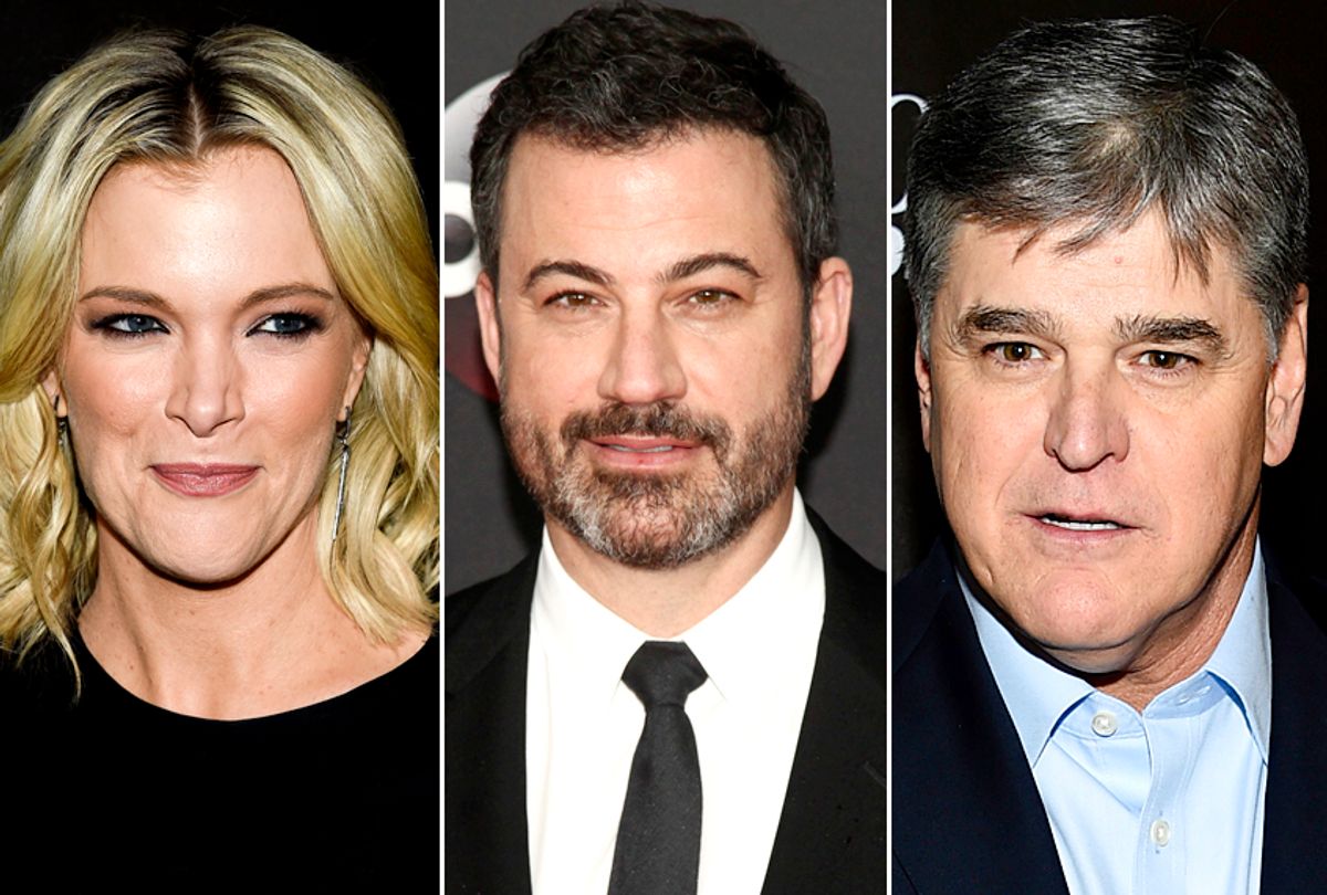 Megyn Kelly; Jimmy Kimmel; Sean Hannity (AP/Evan Agostini/Andy Kropa)