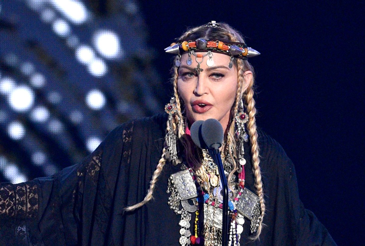 Madonna presents a tribute to Aretha Franklin at the MTV Video Music Awards on Monday, Aug. 20, 2018, (AP/Chris Pizzello)