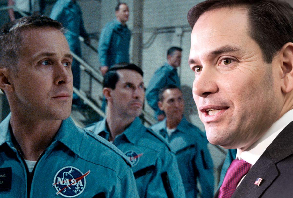 Ryan Gosling as Neil Armstrong in "First Man;" Marco Rubio (AP/Universal Pictures)