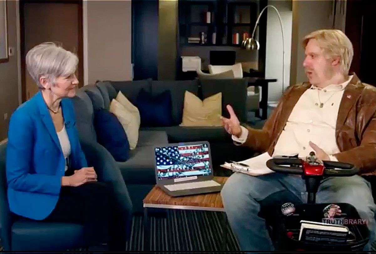Jill Stein and Sacha Baron Cohen in "Who Is America?" (Showtime)