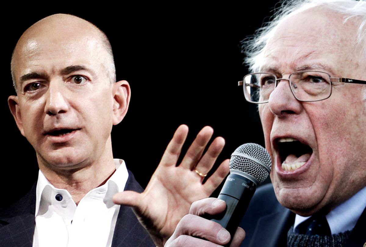 Jeff Bezos; Bernie Sanders (AP/Salon)
