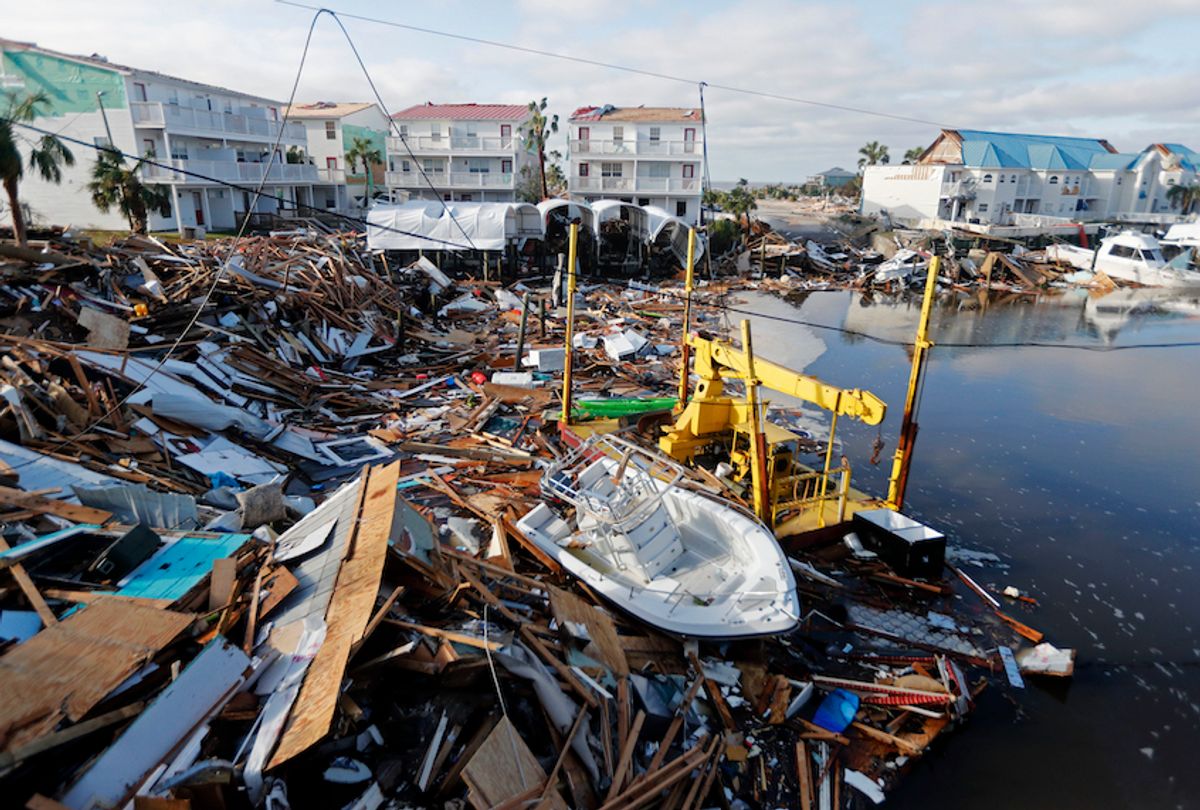 A boat sits amidst debris in the aftermath of Hurricane Michael in Mexico Beach, Fla., Thursday, Oct. 11, 2018. (AP Photo/ (AP/Gerald Herbert)